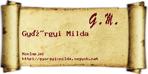 Györgyi Milda névjegykártya